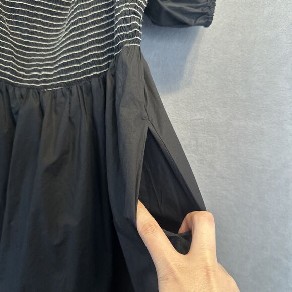 NWT Old Navy Midi Dress Smocked Puff Sleeve Off Shoulder Plus Size 3X Black - Picture 6 of 9